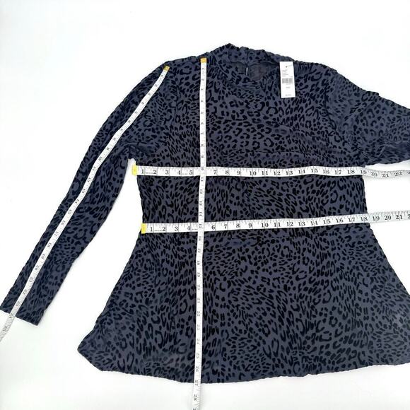 Lane Bryant Long-Sleeve Mock-Neck Sheer Mesh Skater Top Leopard Women Size 14/16 - Picture 11 of 11